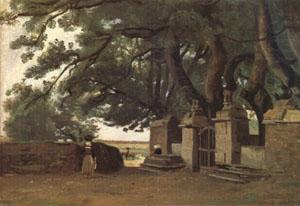 Jean Baptiste Camille  Corot A Gate Shaded by Trees also called Entrance to the Chateau Breton Landscapee (mk05) china oil painting image